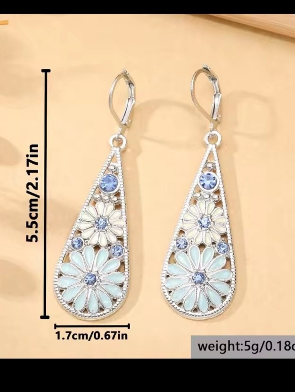 Vintage Earrings Daisy Gemstone Women's Jewelry New Dangle G14 - Picture 3 of 3